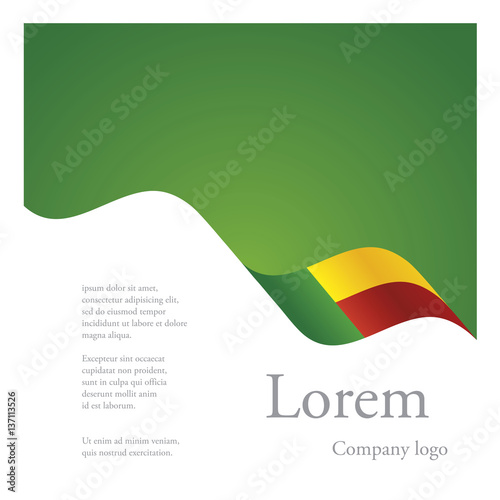 New brochure abstract design modular single pattern of wavy flag ribbon of Benin