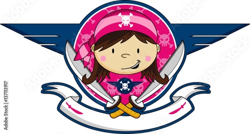 Cute cartoon Pirate Girl