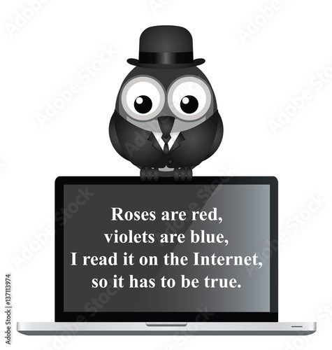 Comical internet poem on laptop 