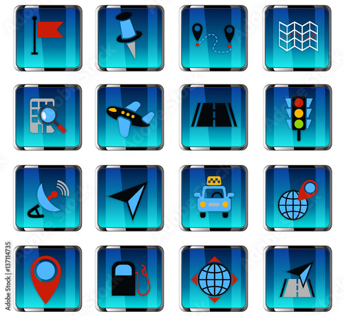 navigation transport map icon set