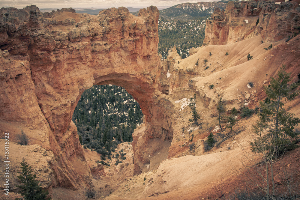 Natural bridge rock formation in Bryce Canyon National Park,
