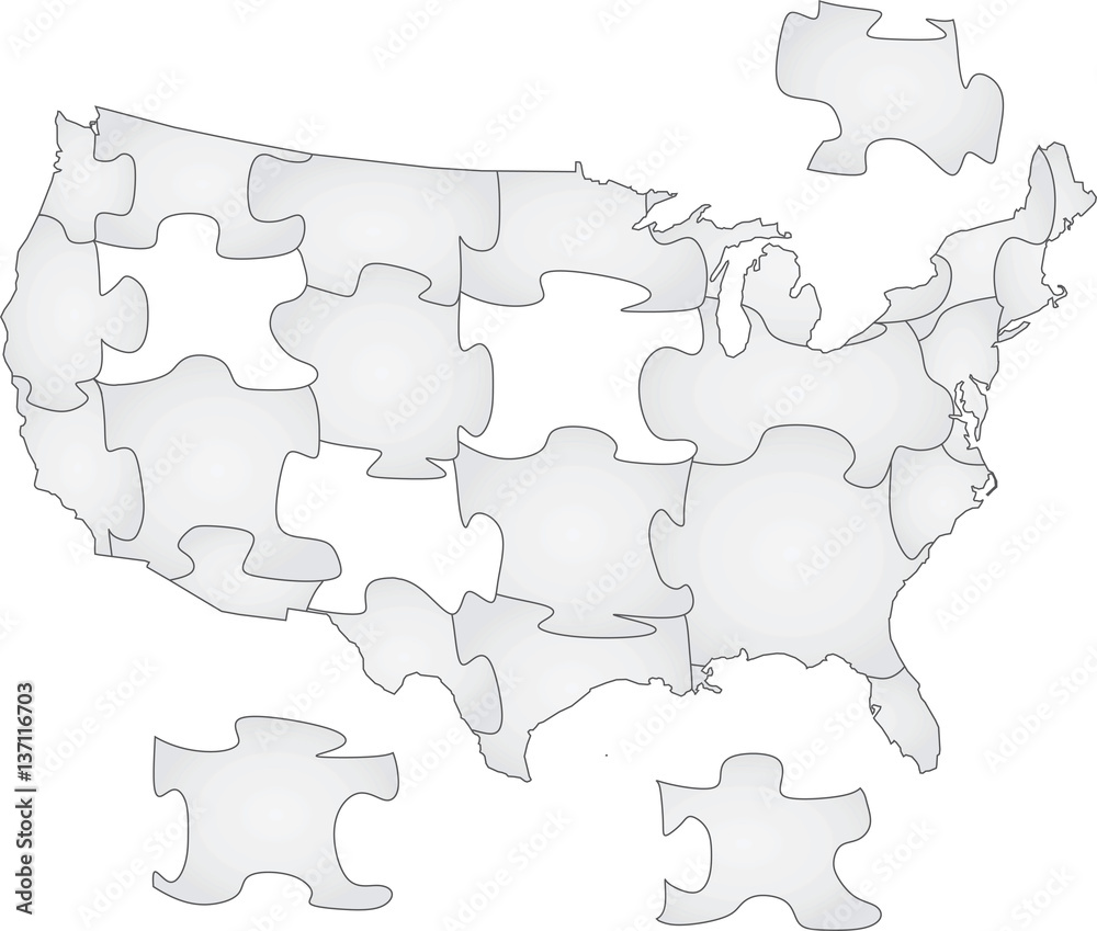USA map puzzle vector