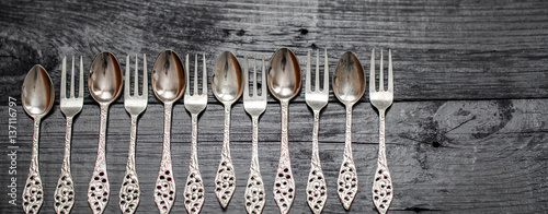 Cutlery on black background