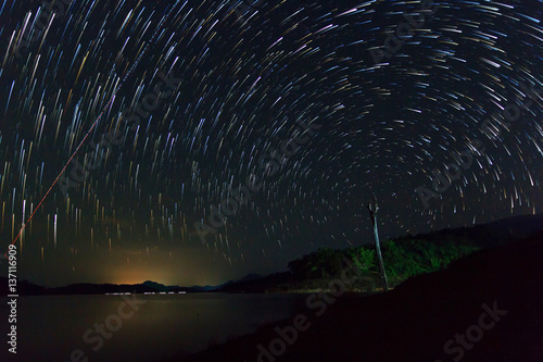 star trails at the sky