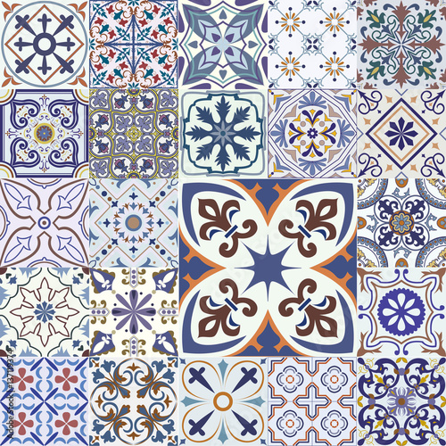 Big set of tiles background.