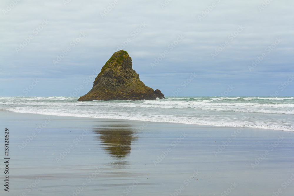 Karekare Beach Big Rock Auckland New Zealand Stock Photo | Adobe Stock