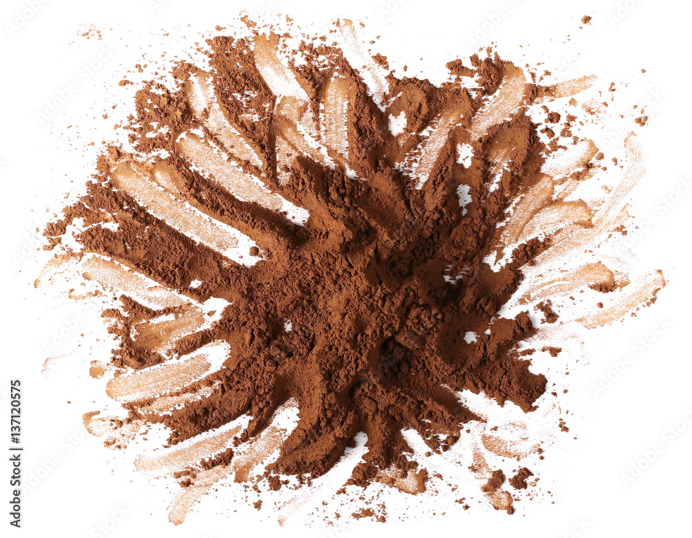 pile cocoa powder isolated on white background pile cocoa powder isolated on white background
