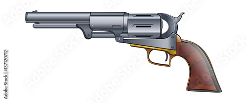 Colt Revolver Pistol on white background. Vector.