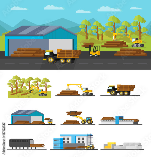 Industrial Wood Production Concept