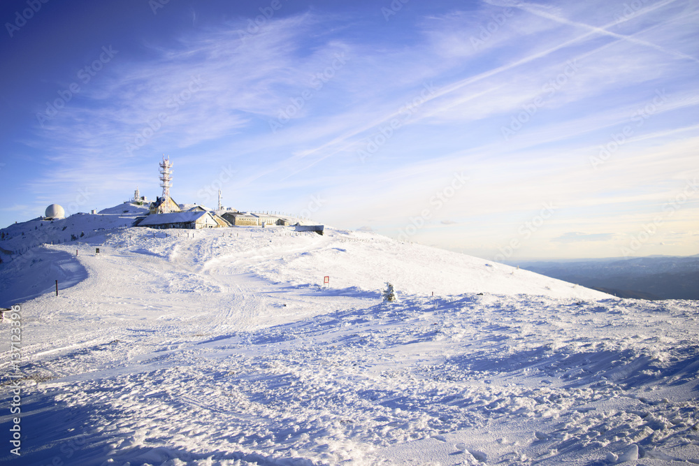 Beautiful view on the mountains. Nice winter mountains landscape. Snow lies on the surface of the mountains. caucasian mountains.