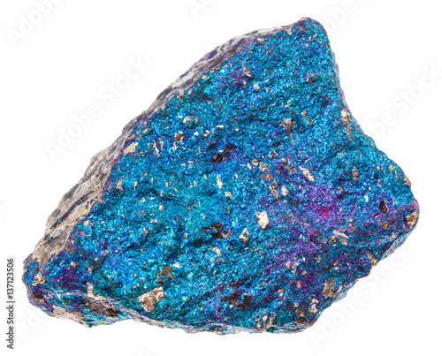 piece of blue Chalcopyrite stone isolated