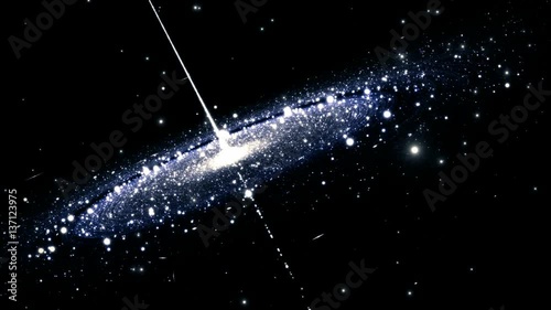 Supermassive black hole with stars and their solar systems orbiting around it