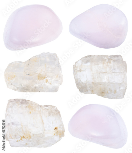 collection of polished and raw petalite stones photo