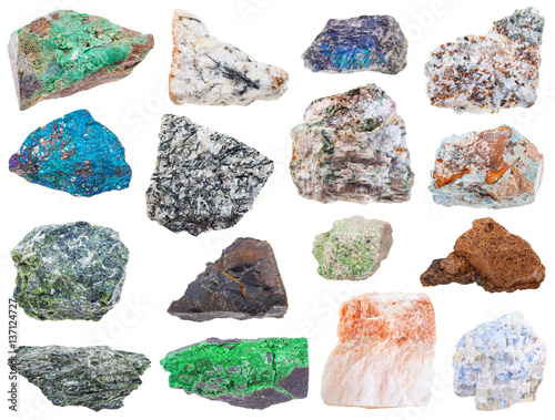 collection of various raw mineral stones isolated