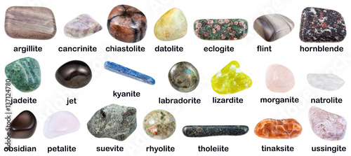 Bild auf Leinwand collection of various gemstones with names