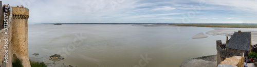 Panoramic view on Mont-Saint-Michel bay at low tide, France