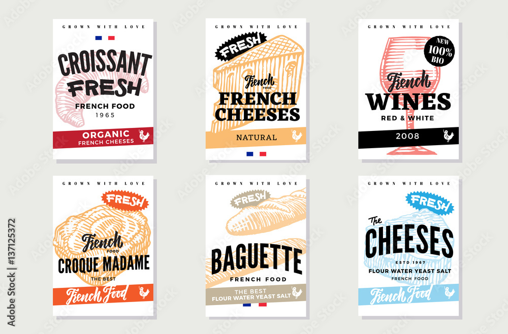 Fototapeta premium Sketch French Food Brochures