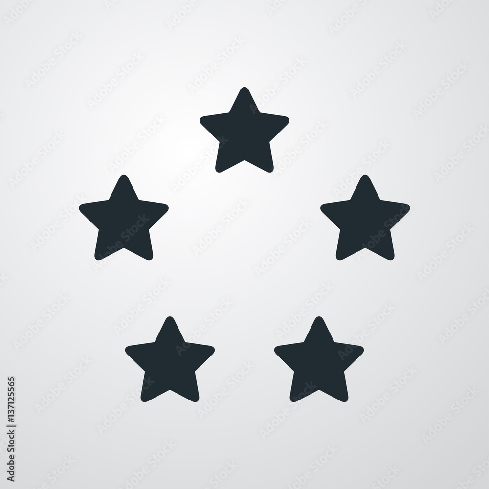 Icono plano cinco estrellas en fondo degradado