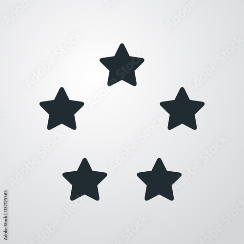 Icono plano cinco estrellas en fondo degradado