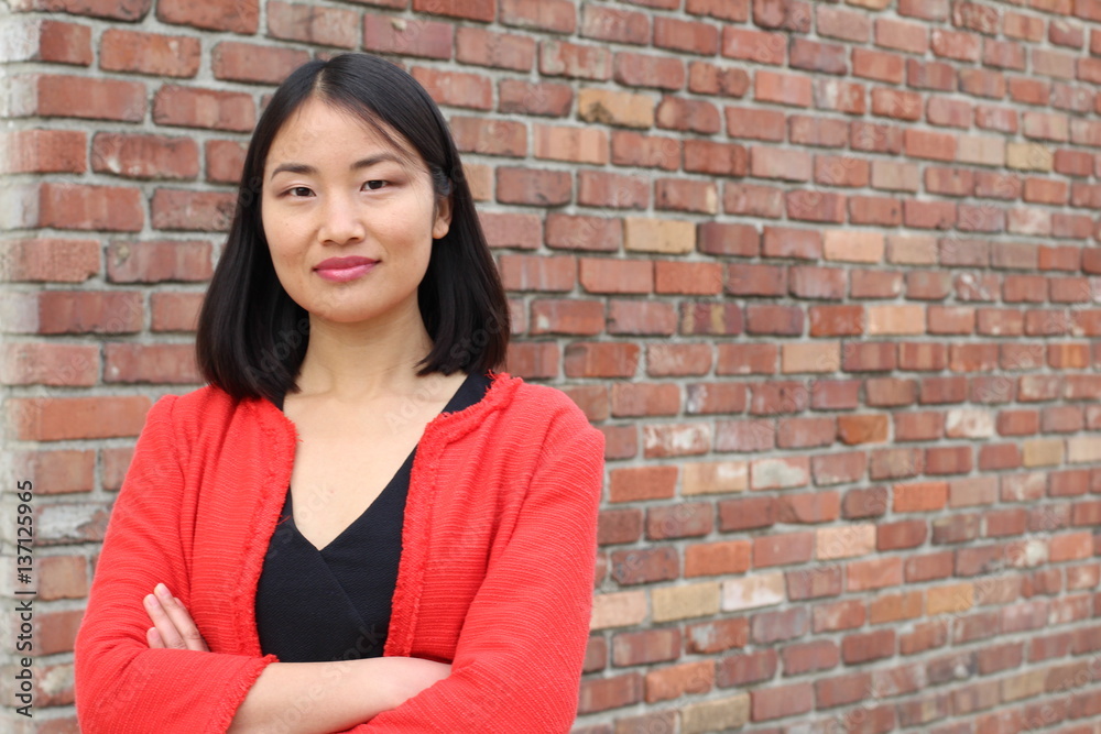 Determined looking Asian working woman with copy space Determined looking Asian working woman with copy space