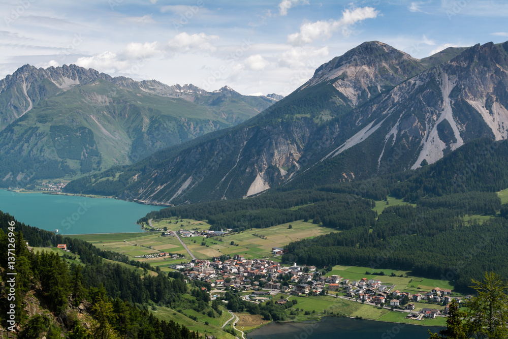 Amazing view of mountain lakes in San Valentino alla muta, Tyrol Alps