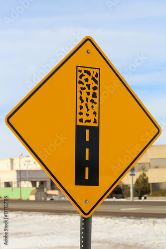 Pavement Ends Sign photo