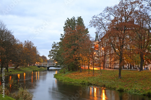 Slupia river in Slupsk. Pomeranian voivodeship. Poland