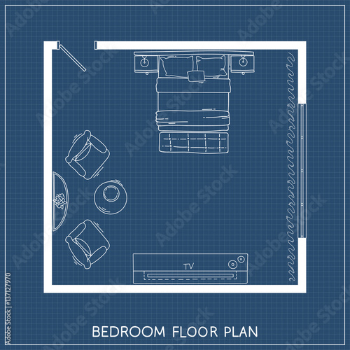 Architectural Plan with furniture in top view
