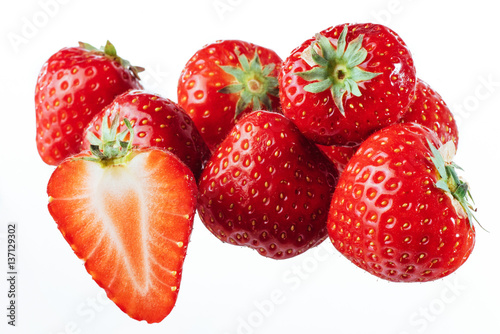Tasty big ripe strawberry isolated on white background.