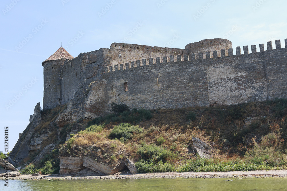City walls and towers of the old fortress. Belgorod-Dniester, Ukraine