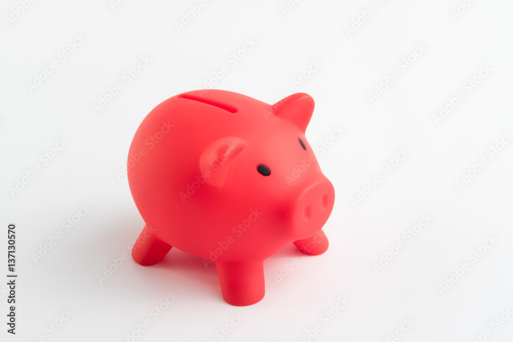 Red Piggy Bank Isolated on White
