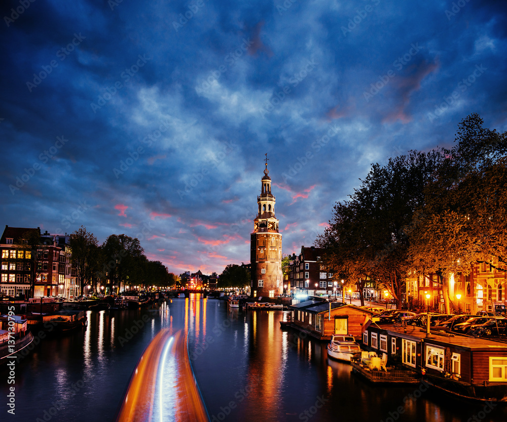 Beautiful in Amsterdam. Night illumination