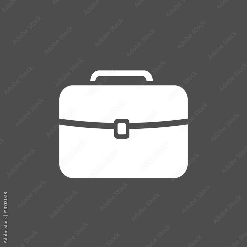 White briefcase icon on a dark background White briefcase icon on a dark background