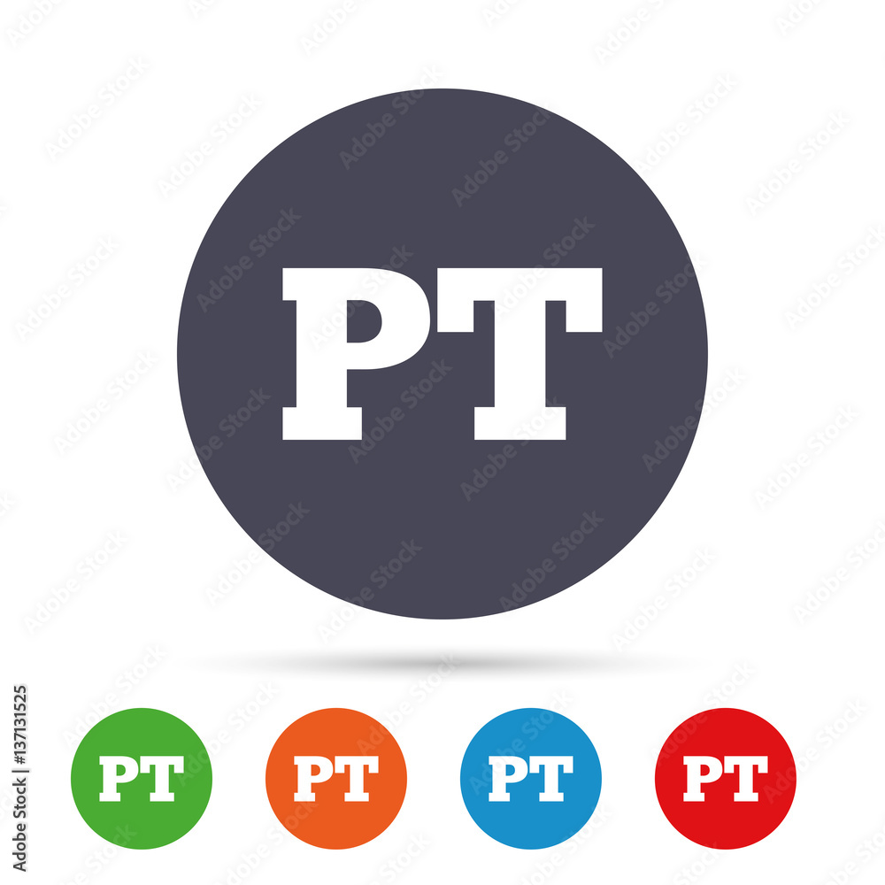 Portuguese language sign icon. PT translation. Portuguese language sign icon. PT translation.
