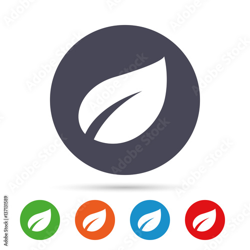 Leaf sign icon. Fresh product symbol.