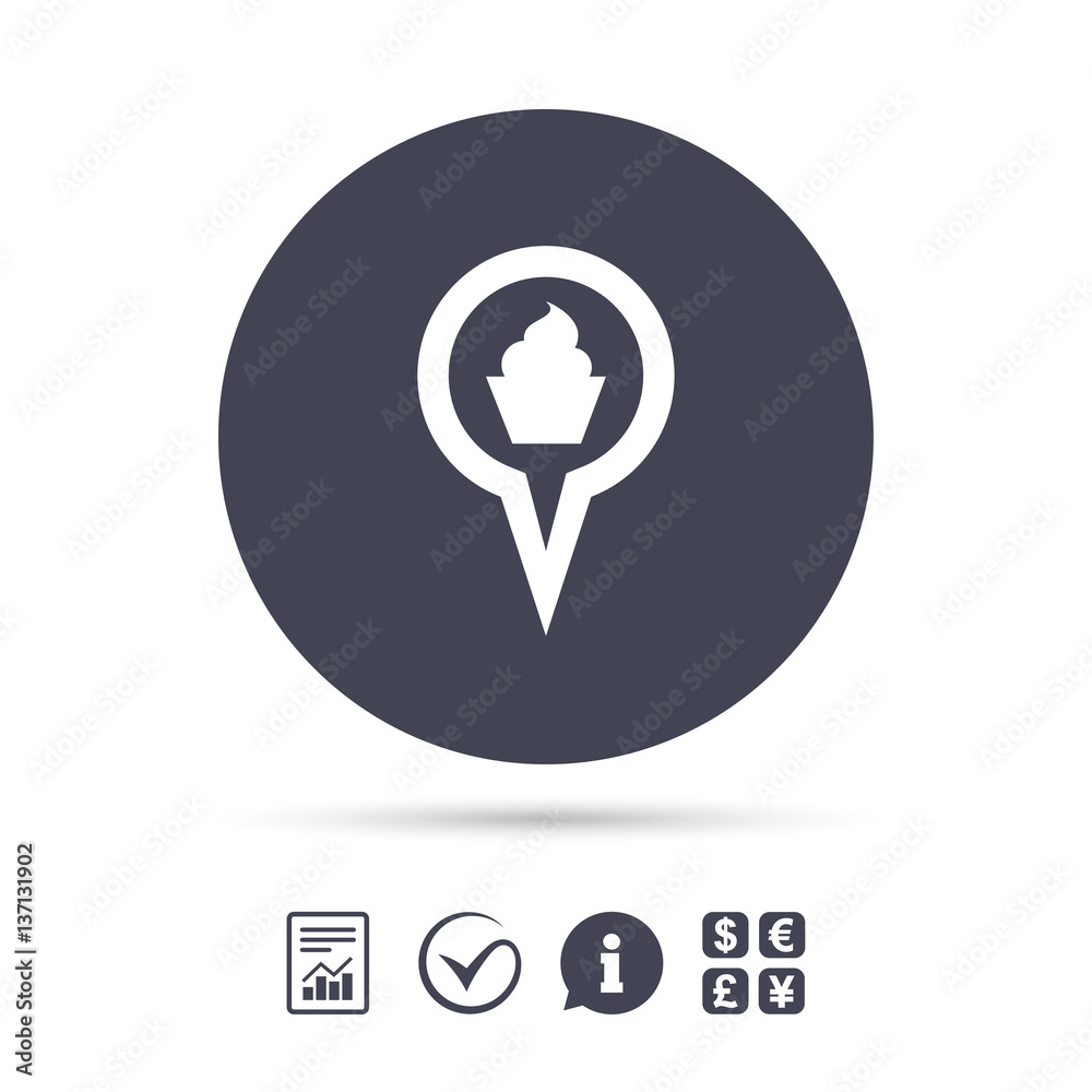 Map pointer food sign icon. Marker symbol. Map pointer food sign icon. Marker symbol.