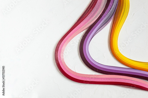 Bright multi-colored strips for quilling