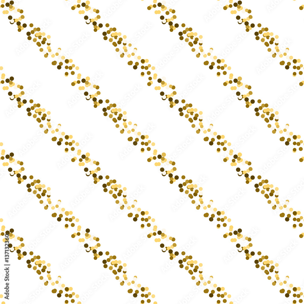 Gold foil glitter line stripes white seamless pattern. Vector shimmer ...