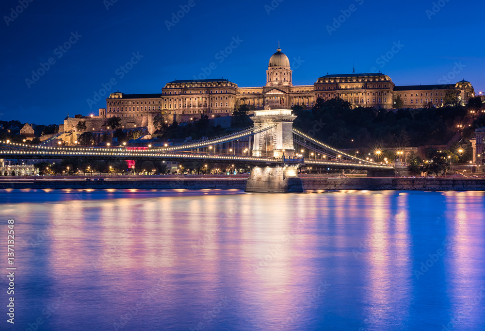 The famous Chain Bridge in Budapest in Hungary