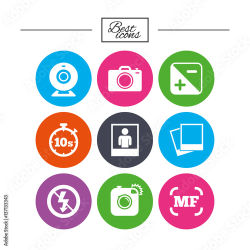 Photo, video icons. Camera, photos and frame.