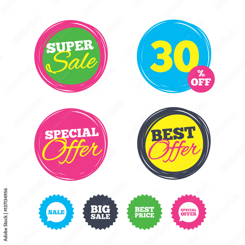 Sale icons. Special offer speech bubbles symbols. Sale icons. Special offer speech bubbles symbols.