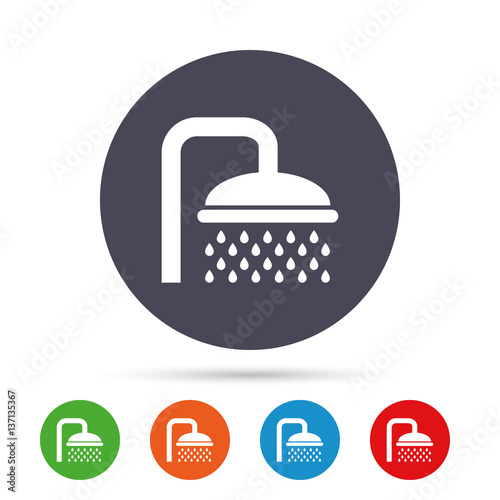 Shower sign icon. Douche with water drops symbol.
