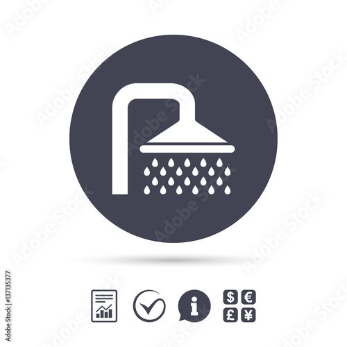 Shower sign icon. Douche with water drops symbol.