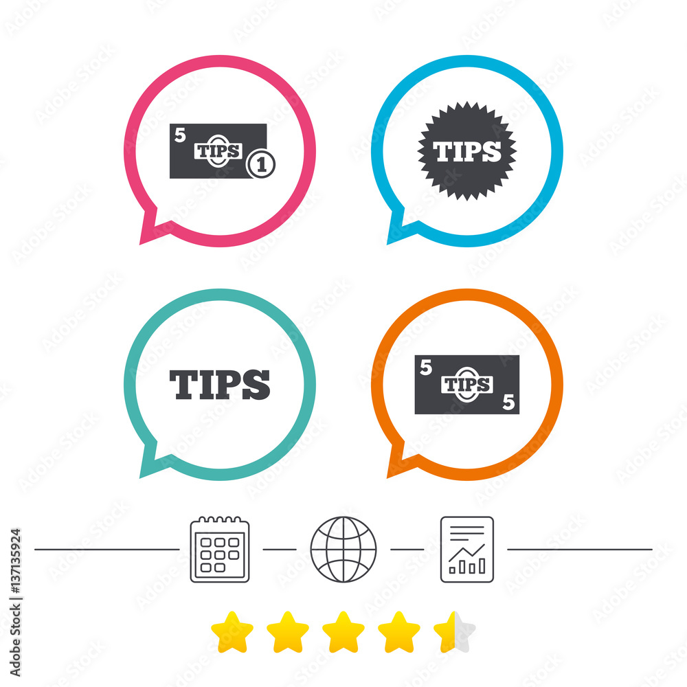 Fototapeta premium Tips icons. Cash with coin money symbol.