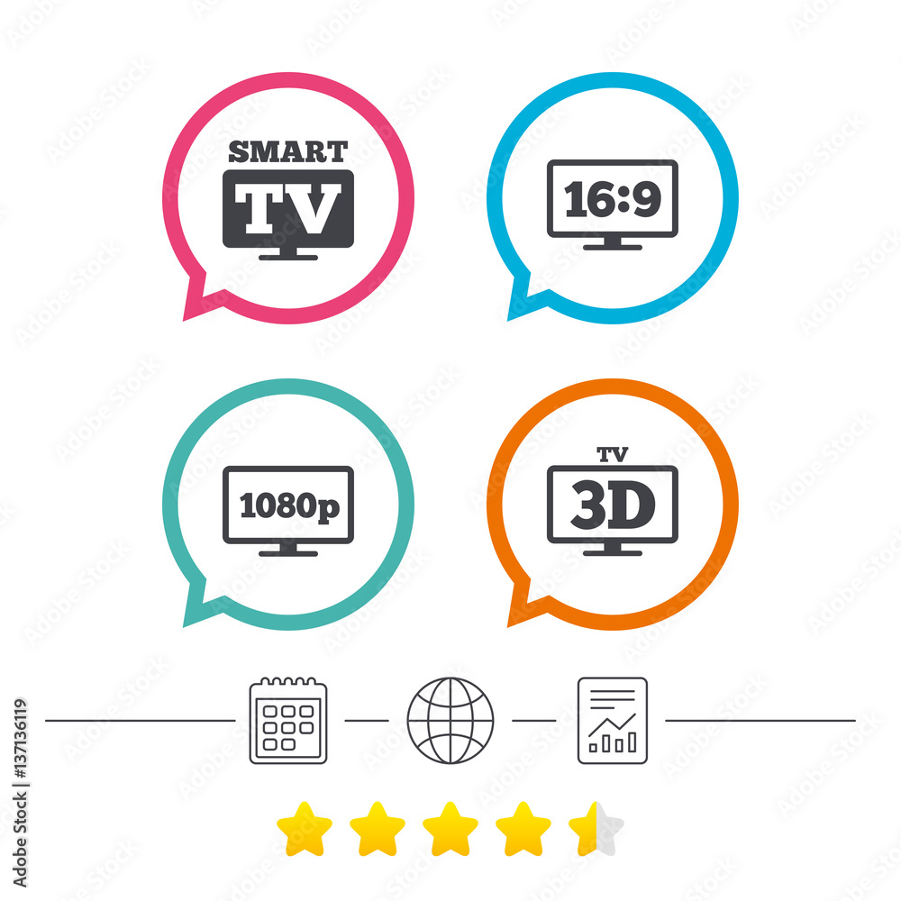 Smart TV mode icon. 3D Television symbol. Smart TV mode icon. 3D Television symbol.