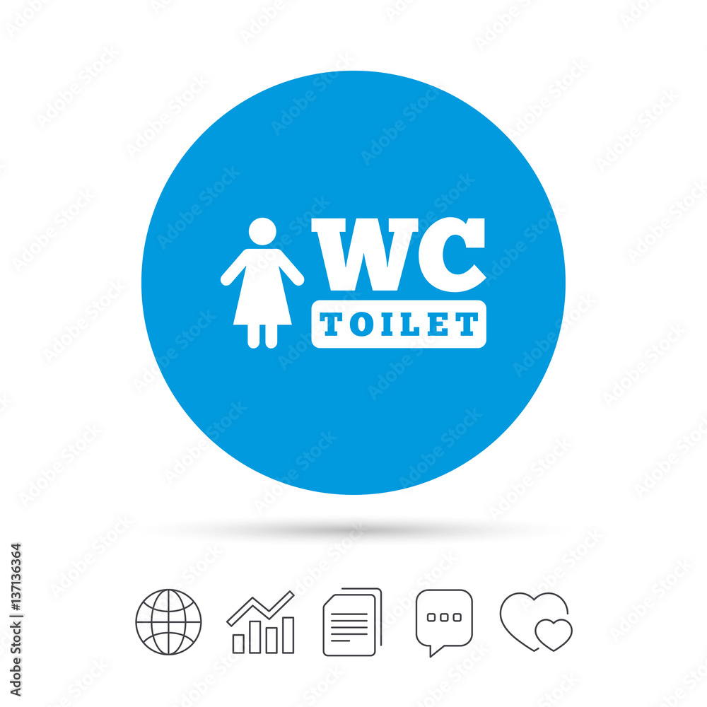 WC women toilet sign icon. Restroom symbol. Stock Vector | Adobe Stock