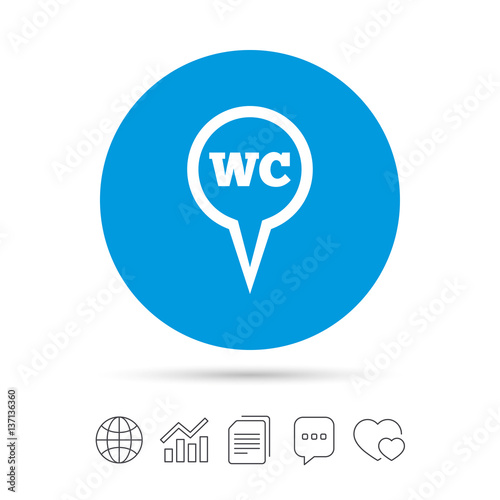 WC Toilet sign icon. Restroom symbol.