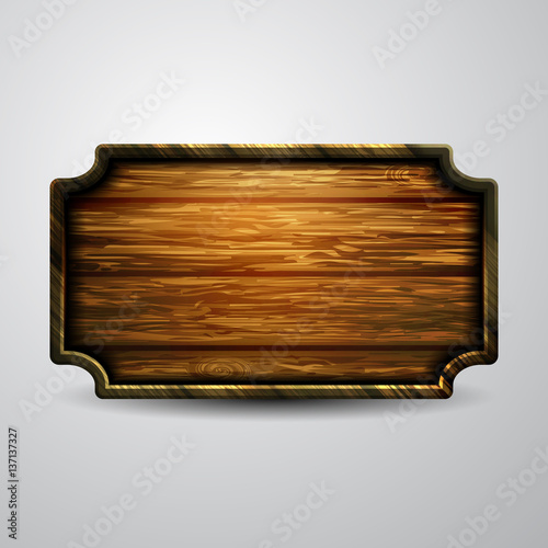 Vector realistic illustration of wooden signboard