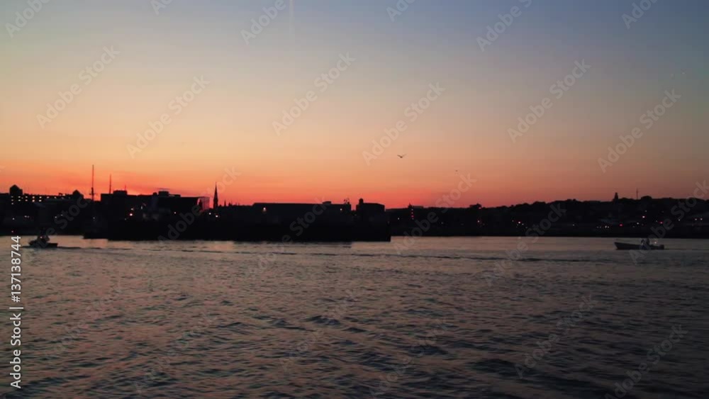 View of Portland as the sun sets in Maine. View of Portland as the sun sets in Maine.
