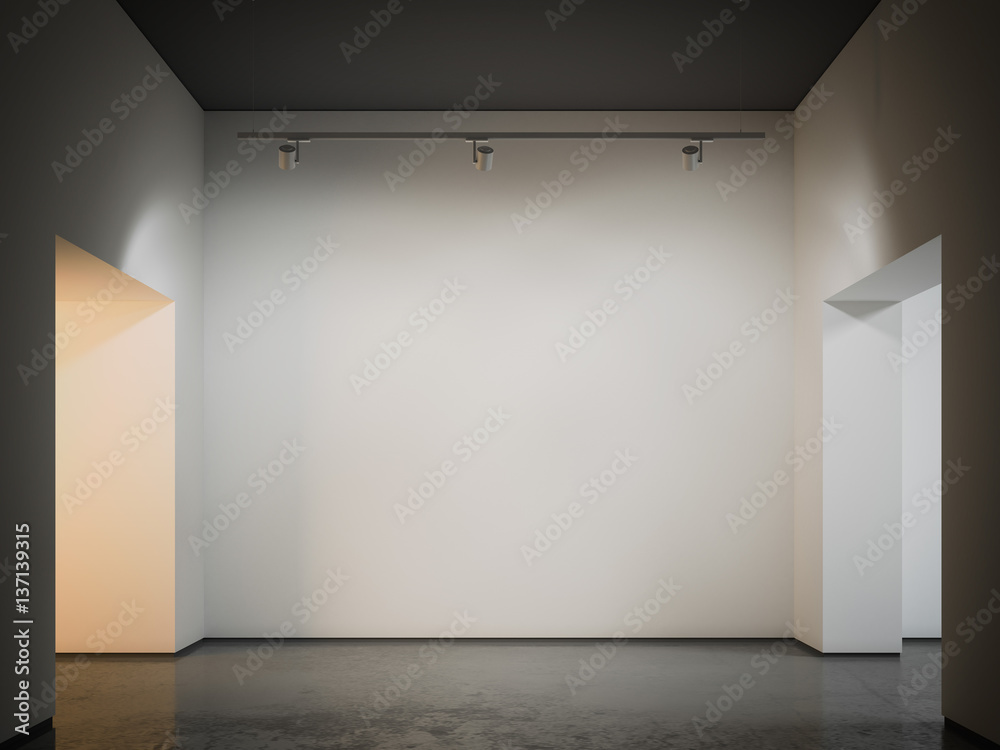 Obraz premium Gallery with black ceiling. 3d rendering